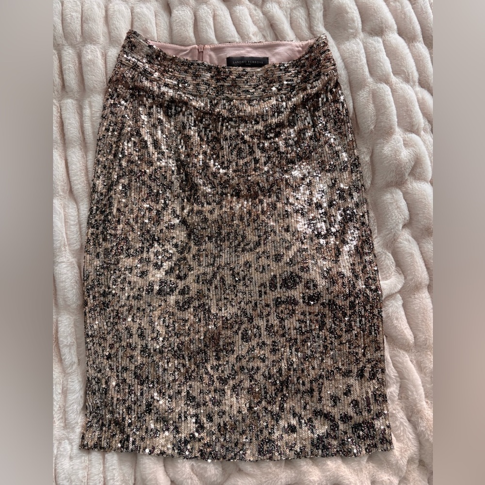Sequin Leopard Print Skirt